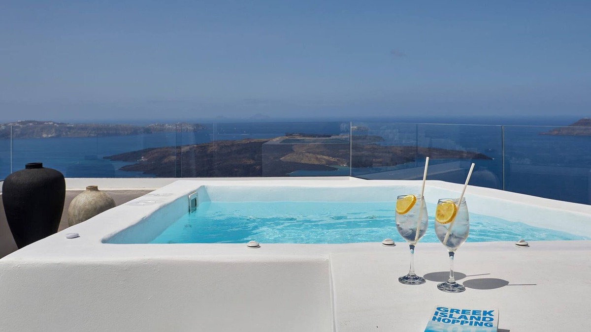 Firostefani Villa | Wonderful Santorini Villa | Villa Sheril | 1 Bedroom Suite | Outdoor Hot Tub |.