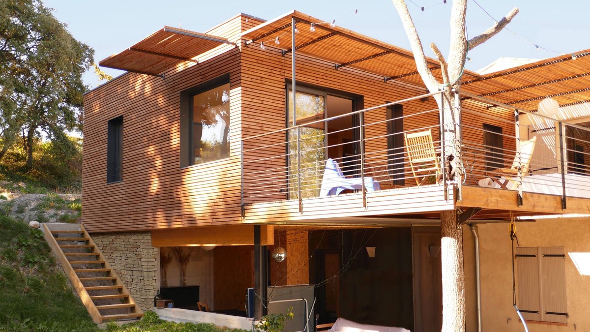 Saint-Maurice-sur-Eygues House | Wooden house in the heart of the vineyards with private SPA and view of Mont Ventoux