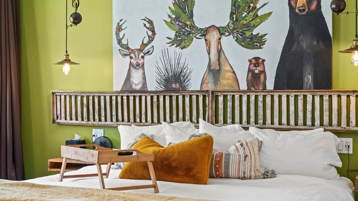Hancock Hotel | Woodland Retreat | Cozy King Room with Whimsical Forest Charm