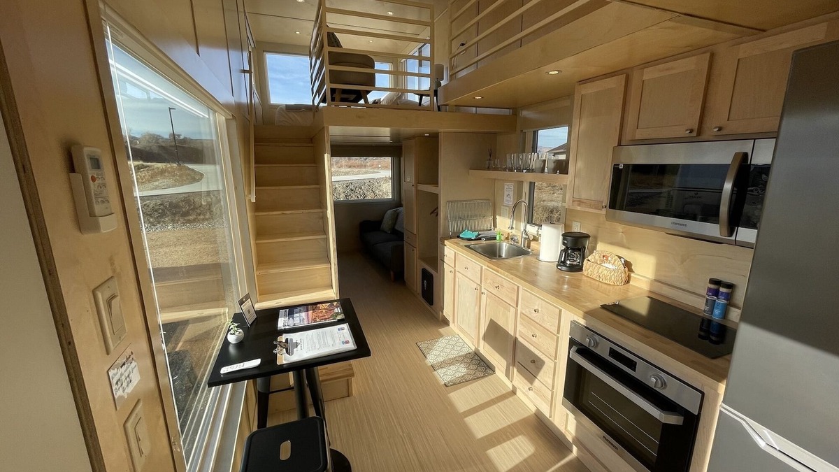 Pear Park House | XL tiny home with two lofted queen beds and full size futon on the main level.
