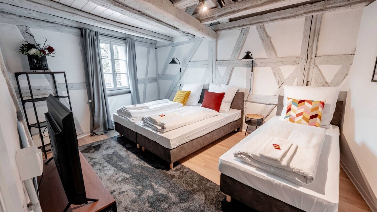 Schwabach Apartment | Xzllenz on 90sqm #Modern#Balcony#Fachwerk#Netflix
