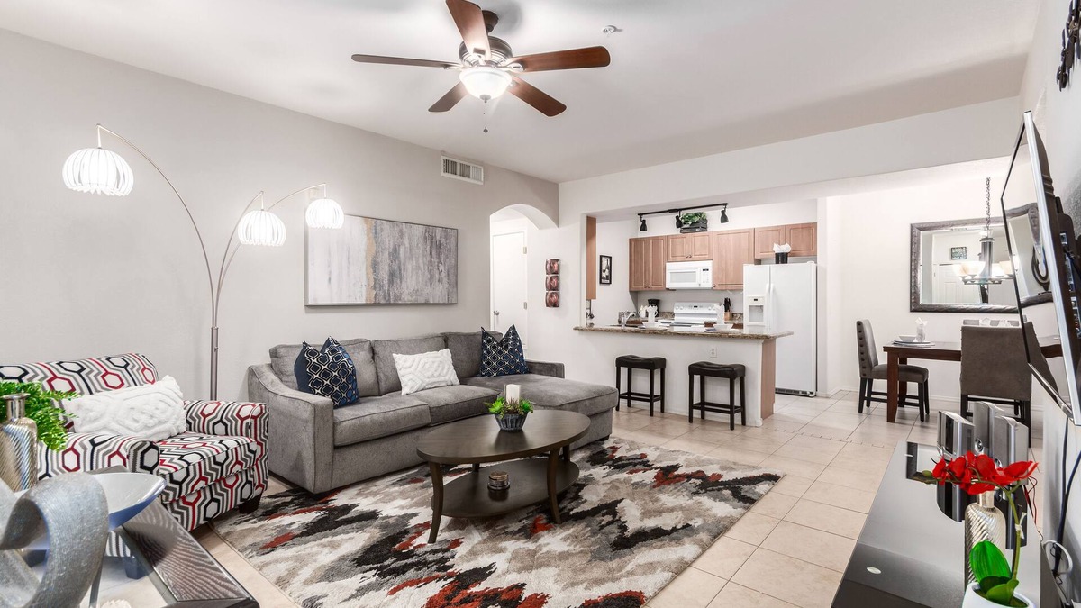 East Mesa Condo | You Go Ground Floor! Heated Pool, Spa and More!