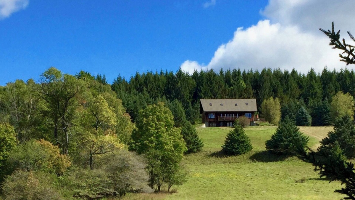 Bloomville House | Zelený Les: house in a secluded 100 acre wood with meadows, pond, and brook
