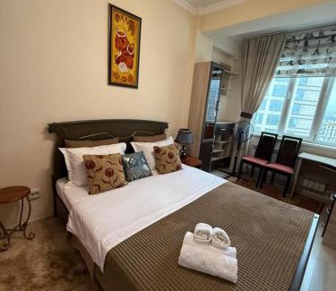 Almaty Apartment | Просторная и уютная квартира с панорамным витражом с видом на город, Центральный стадион, Театр и другие знаковые места Алматы