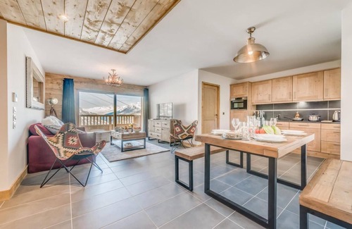 Les Boisses Apartment | 200m from resort center, 4th floor, view valley, fitness, swimming pool, sauna, hammam, balcony, tv
