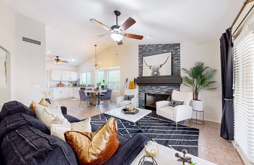Arrowhead Ranch House | Attractive home with private pool, covered patio, firepit, AC, & private W/D