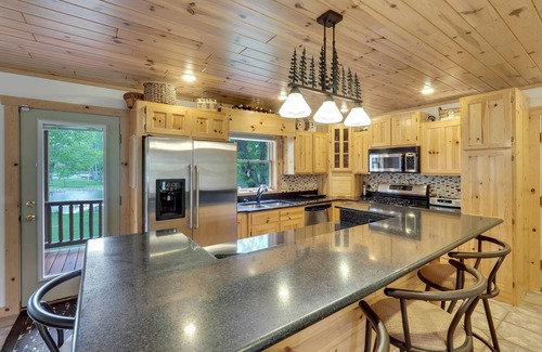 Alanson House | Bear Cabin - Waterfront - Huge Yard + Hot Tub - Peaceful Setting - EV Charger