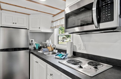 Sylva House | Breezy, Riverfront Tiny Home, King Bed, and Deck