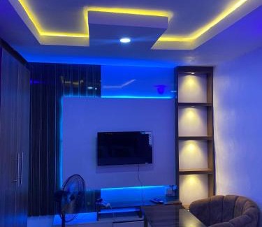 Abeokuta Apartment | Cee&Tee ABK 1BEDROOM -247Electricity - Solar Inverter AC in bedroom