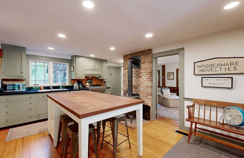 Chester House | Charming farmhouse, riverfront, views, woodstove, w/d, wifi, TV, kitchen, deck