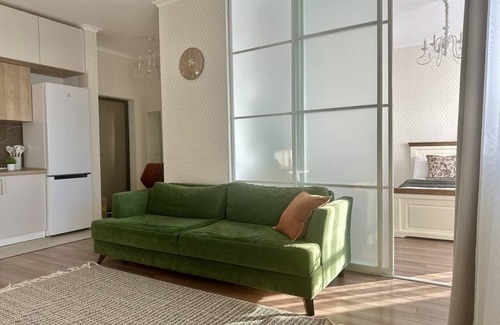 Almaty Apartment | Chic 1-bedroom apartment with Mountain view, WiFi and AC