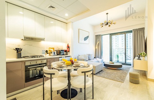 Nad Al Sheba Apartment | Chic 2BR with Partial Burj Khalifa View