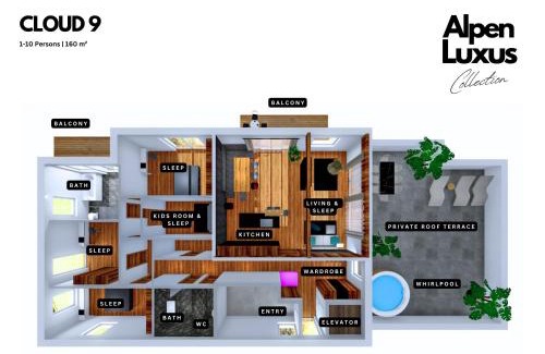 Fuegen Apartment | CLOUD 9 - Penthouse with Private Rooftop Whirlpool & Terrace by AlpenLuxus
