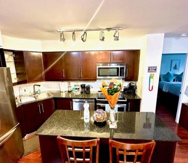 Toronto Entertainment District Apartment | Core Downtown Toronto-3 Bedrooms-2 Bathrooms-Washrooms-Free Parking-CN Tower-Ripleys Museum-Blue Jays Stadium In front-Indoor Gym-Swimming Pool-Jacuzzi Sauna-Filter Drinking Water-WiFi