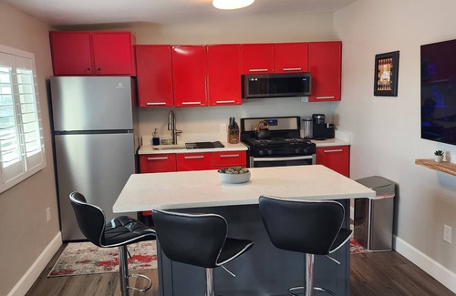 El Paso Apartment | Cozy Central, modern retreat with city night view from private balcony