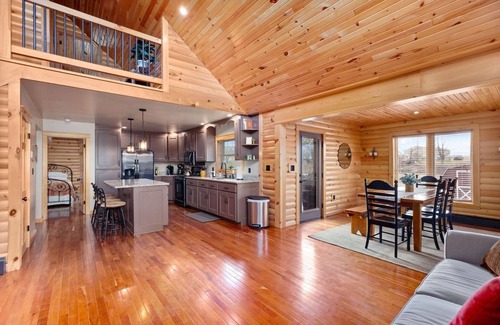 Roaring Branch Cabin | Cozy Log Cabin w/HOT TUB under gazebo, fire pit, game room, and mountain views!