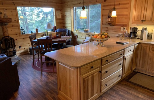Ponderosa Cabin | Cozy two bedroom cabin with hearty Firewood Stove/Game Room