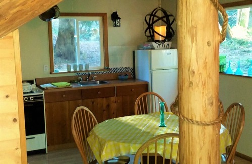 Savary Island Cabin | Cute cozy log cabin nestled in private wooded area between 2 sandy beaches