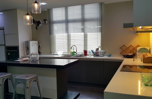 Klang Sentral Apartment | designer cozy spacious kitchen and living hall apartment
