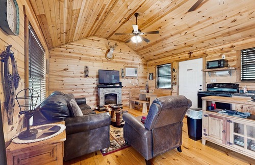 Fredericksburg Cabin | Dog-friendly gem on 11 acres w/valley views, deck, gas grill, fireplace, hot tub