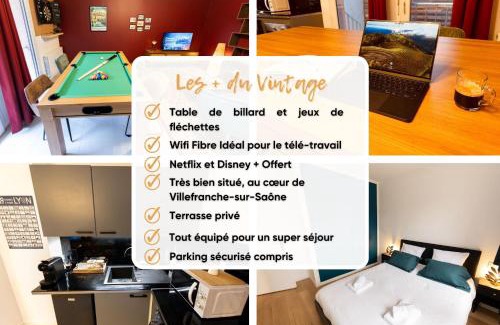 Villefranche-sur-Saone Apartment | Escapade Vintage avec Jeux, Billard et Fléchettes Détente Assurée !