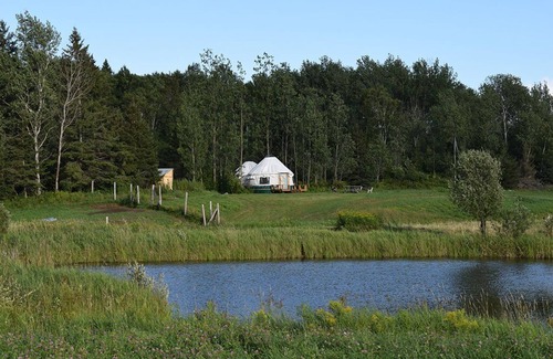Powassan RV Rental | Escape to Nature: Cozy Yurt on a Heritage Farm with Trails, Pond, & Sauna