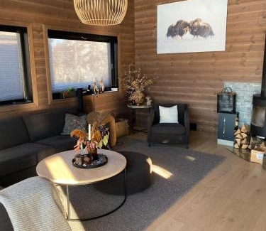 Fidjeland House | Flott nyere hytte i Sirdal med fantastisk utsikt og solforhold