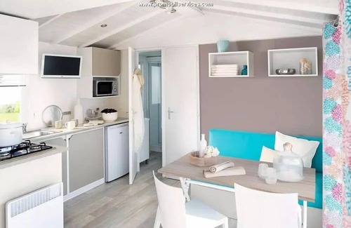 Anneyron House | Flower Camping La Chataigneraie * - Mobil home Premium 27m2 (2 bedrooms) + covered terrace +Dishwasher + TV + Air conditioning 4 people