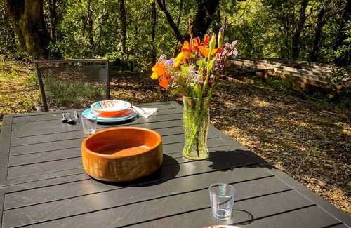 Garberville RV Rental | Glamping in the Redwoods, with hot tub! The Knoll