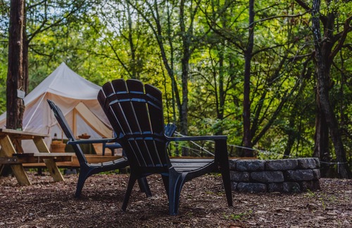 Newport Cabin | GlampVentures "Royal Rest" Bell Tent @ river/lake near the Smoky Mtn.