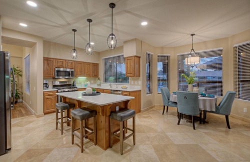 Crystal Shores House | GORGEOUS Val Vista Lake VIEW: Htd PVT POOL, Spa, Putt Green, Kayaks, Bikes, Fishing