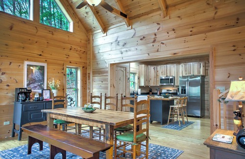 Spruce Pine House | Hemlock Creek Cabin | Spacious Cabin with Game Room, Hot Tub, Fire Pit and Trails