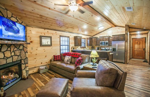 Octavia Cabin | Hillbilly Hideout rustic elegance, hot tub, hammock , gourmet kitchen