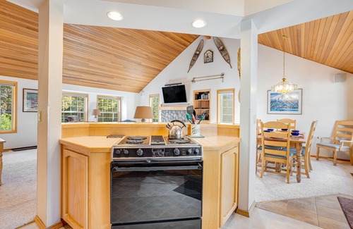 Deer Park House | Homey forested retreat with hot tub, fireplace, bluetooth, cable, AC, & W/D