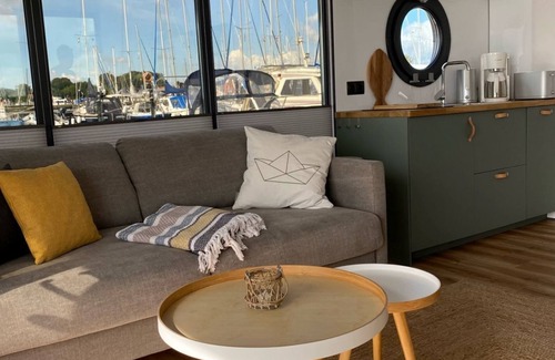 Schleswig Boat Rental | Houseboat Fjord anchorage with bio-sauna and roof terrace in Schleswig
