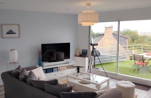 Roz-sur-Couesnon Apartment | La Terrasse du Mont St Michel, vue imprenable, appartement cosy pour 4 pers