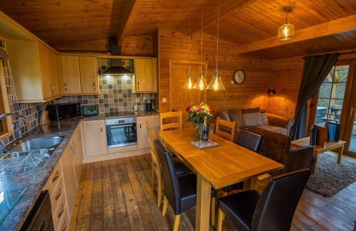 East Huntspill Apartment | Large three bedroom log cabin with private hot tub and decking over looking the beautiful river Brue