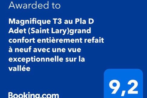 Pla d'Adet Apartment | Magnifique T3 au Pla D Adet (Saint Lary)grand confort entièrement refait à neuf avec une vue exceptionnelle sur la vallée