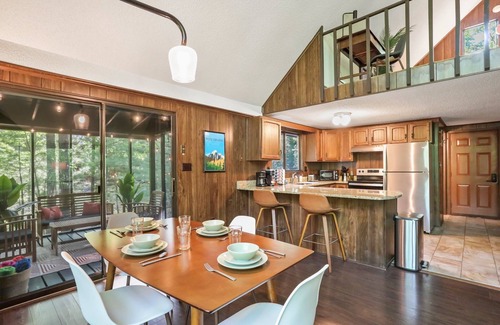 The Woods Cabin | MID-CENTURY MODERN A-FRAME - HOT TUB/FIREPIT IN WOODS