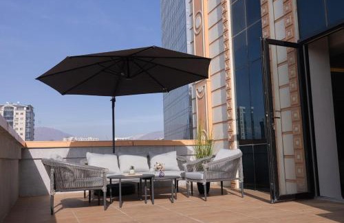 Dushanbe Apartment | Modern 1-Bedroom Retreat with 35sqm Terrace, Overlooking Rudaki Park, City Skyline and Mountain Views