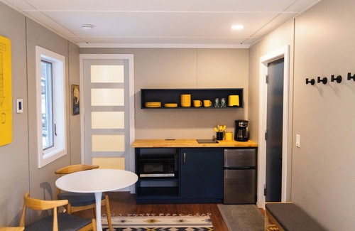Johnson House | Modern Tiny House w/hot tub & river near Stowe