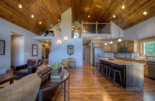 Sturgis House | Mountain-view home w/private hot tub, natural gas grill & gas fireplaces