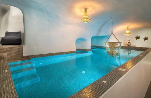 Messaria Villa | Mystagoge Retreat cave with an indoor pool and gym