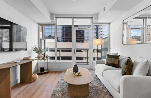 Civic Core Apartment | NEW Downtown Luxe King Suite with Sauna & Pool Access