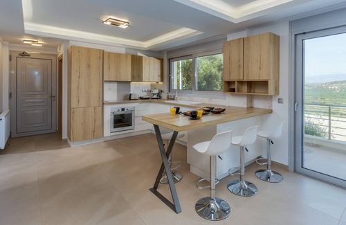 Pefki Villa | New Villa of the hill with Heated Pool, BBQ & Kids Playground