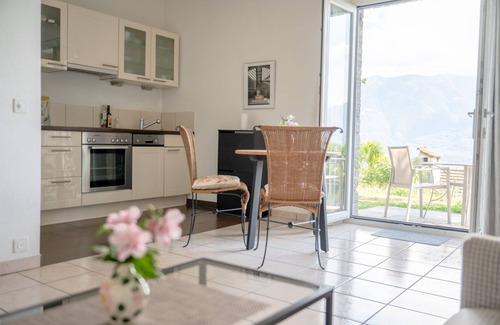 Orselina Apartment | Palm trees, Pool and Panorama: Casa Belsito, Orselina, on Lake Maggiore
