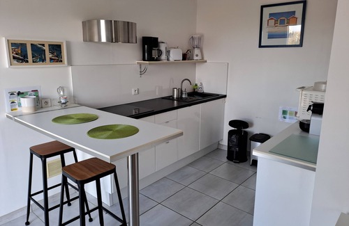 Laroque-des-Alberes Apartment | Panoramic view, with swimming pool: between sea and mountains, in a peaceful setting.