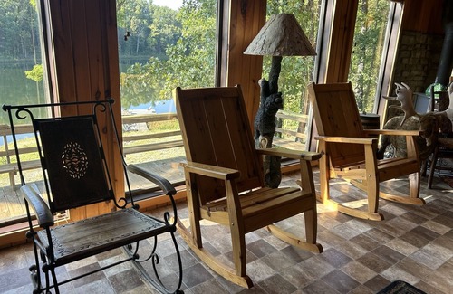 Elk Creek Cabin | Peaceful secluded cabin nestled on 40 wooded acres overlooking 4 acre pond.