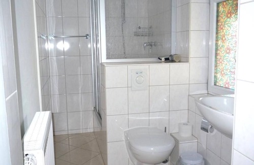 Jocketa Bed & Breakfast | Pension & Restaurant Gockescher Hahn - Family room 2, shower, WC