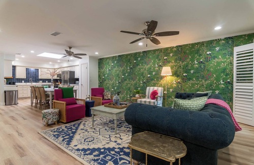 San Angelo House | Perfect blend of style and serenity in this 3-br, 2-bath bungalow guest house.